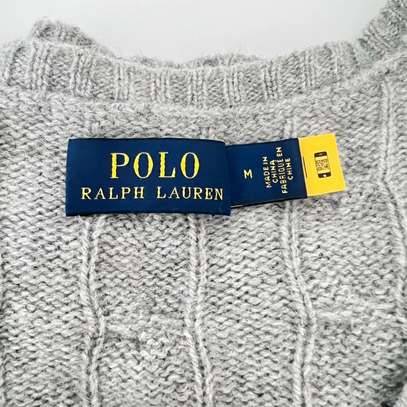 Polo Ralph Lauren cashmere wool v neck grey knit sweater top - Picture 5 of 7